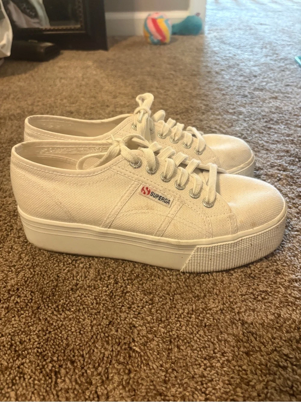 Superga Cream Platform Canvas Sneakers